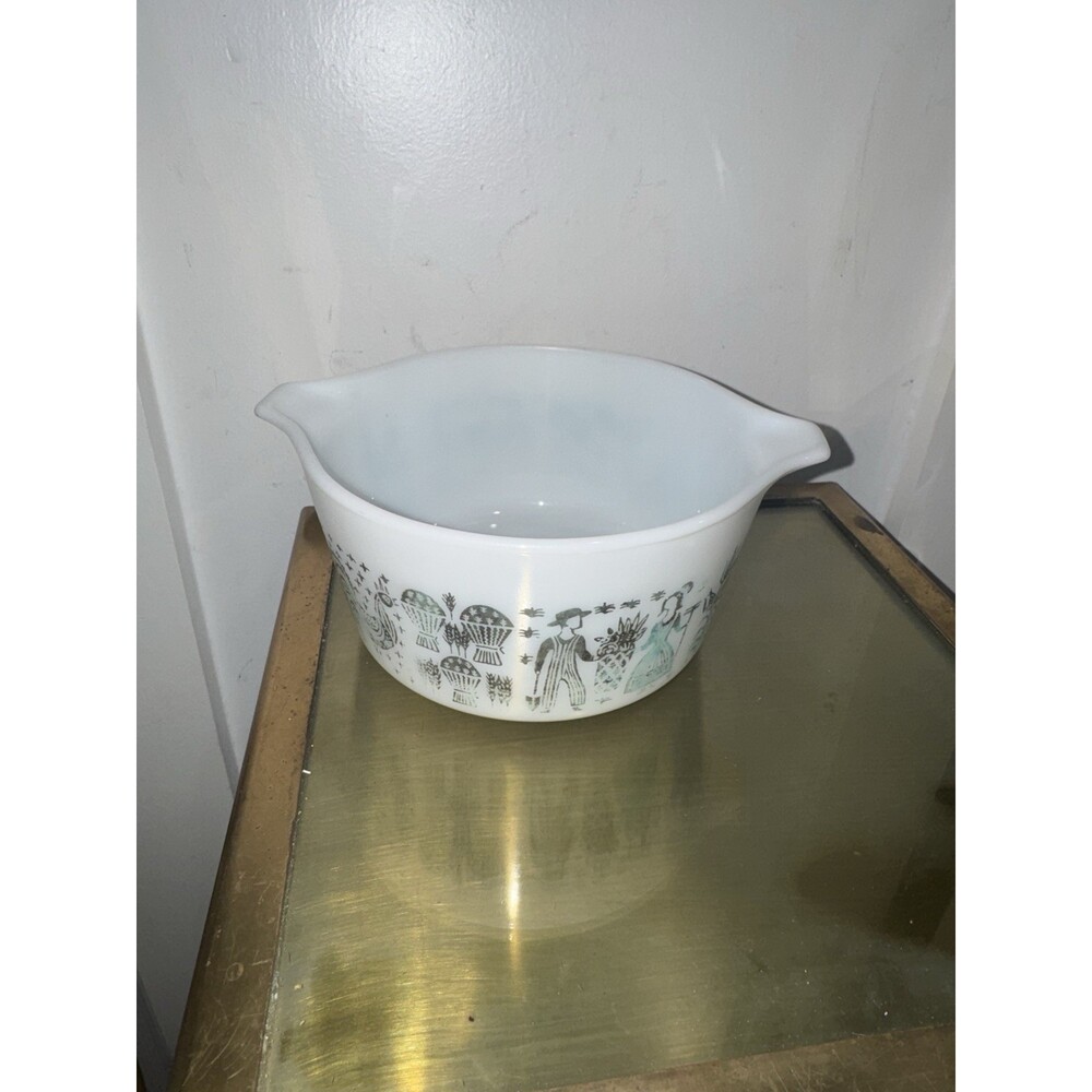 Pyrex Amish Butterprint Turquoise White 1pt Casserole Dish Vintage NO LID - Picture 2 of 7